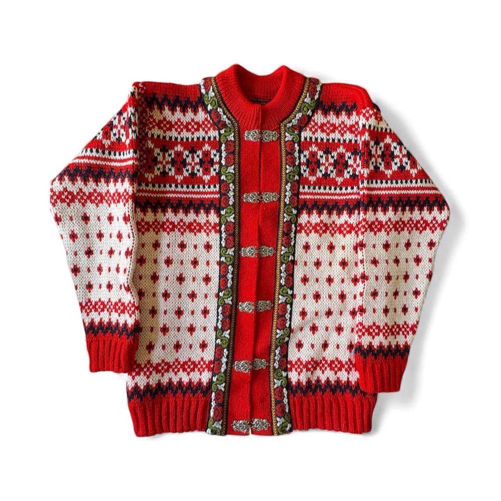 A.S. Evebøfoss Sandane Norway Wool Cardigan – Pewter Clasps – Size 16 (Fits M/L)